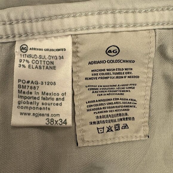 AG Adriano Goldschmied Men's Ivory Jeans 38 x 25 Shortened Hemmed (38x34) EUC - Picture 15 of 16